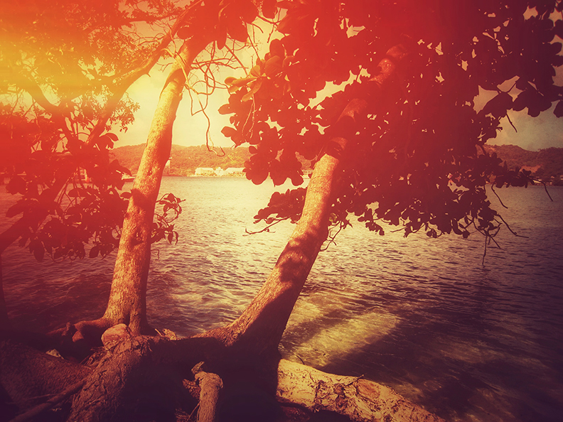 island getaway sunset light leak kaplan